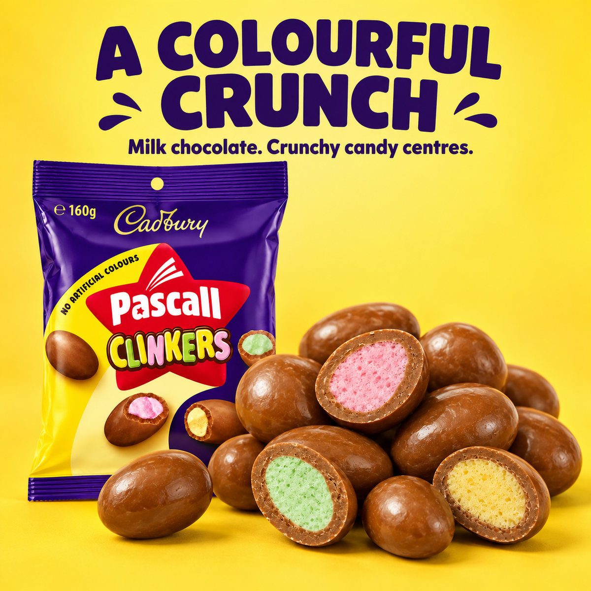 Cadbury Pascall Clinkers with colourful crunchy candy centres
